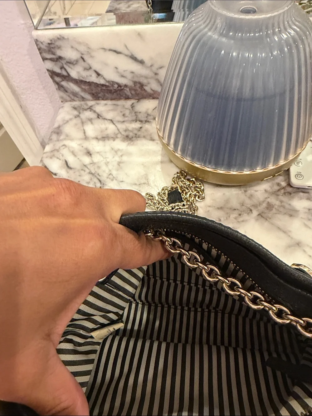 kate spade Black Pebbled Leather Chain Strap Crossbody